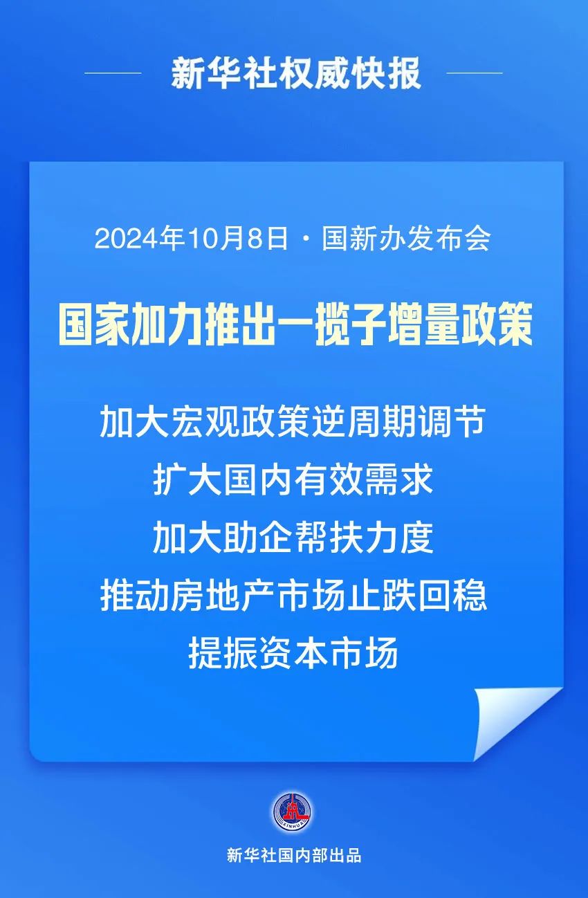 我国将围绕五个方面加力推出一揽子增量政策,推动经济持续回升向好。图源新华社 我国将围绕五个方面加力推出一揽子增量政策,推动经济持续回升向好。图源新华社